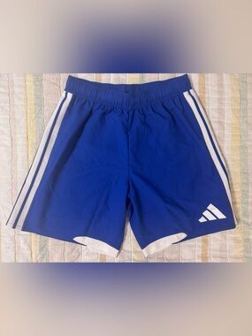 adidas Royal Blue Athletic Shorts with White Stripes